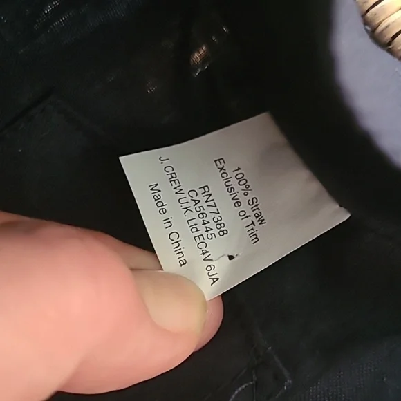 J.Crew natural Navy wicker basket patent leather brass buckle purse - Picture 3 of 8